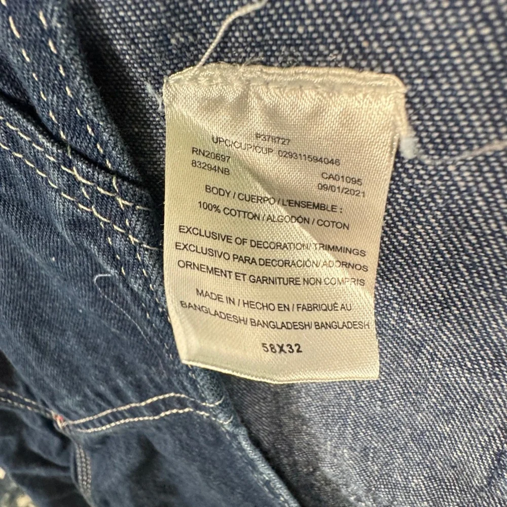 Dickies‎ Bib Overalls Mens 58x32 Blue Indigo Denim Carpenter Workwear Grunge